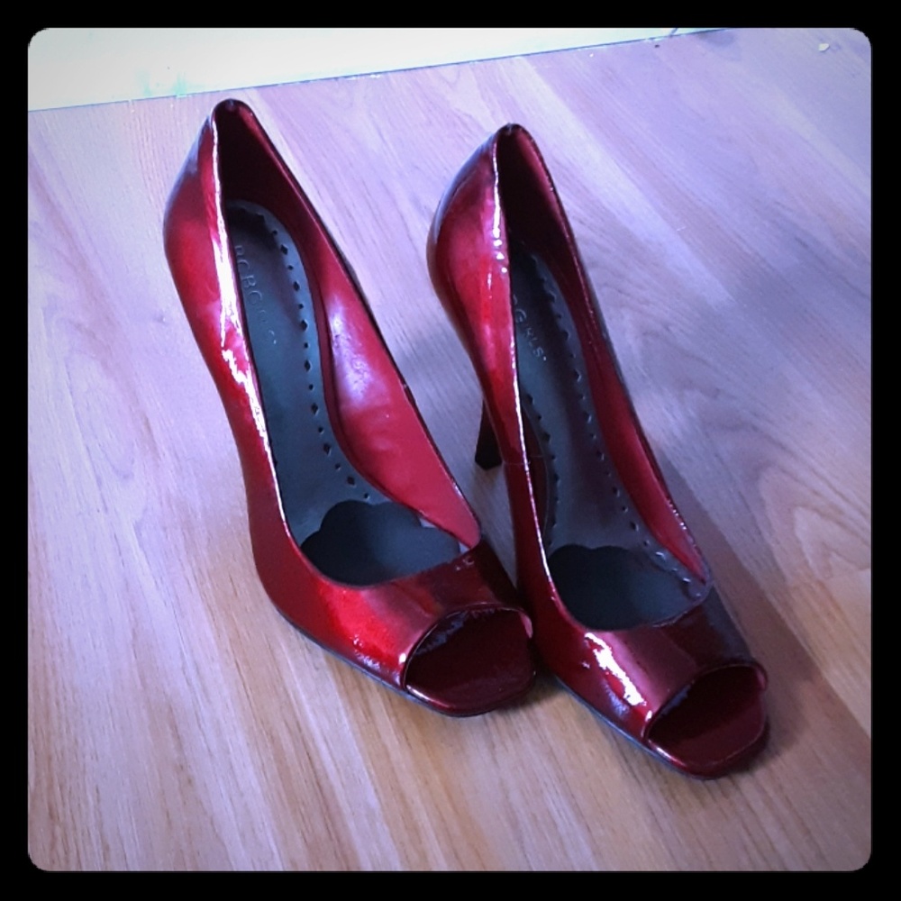 Sexy red peeptoe heels